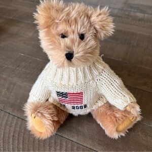 Berkley Designs Bear Stuffed Animal Sweater American Flag USA 2001 7” Plush